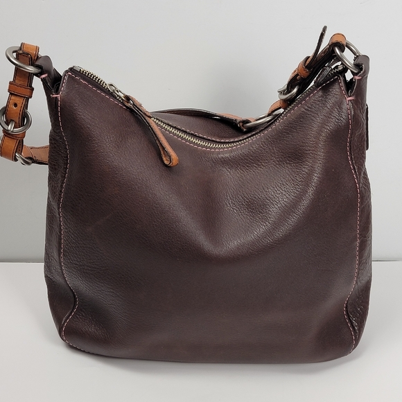 Coach Dark Brown Tan Gorgeous Pebble Leather Shoulder Bag Purse No H0669-F08E98 - Picture 6 of 16